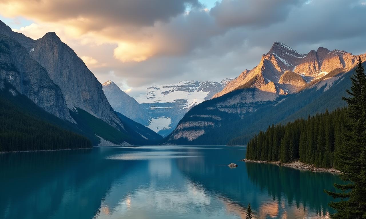 Breathtaking Canadian landscape with mountains and lake