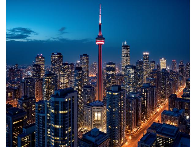 Downtown Toronto skyline by night